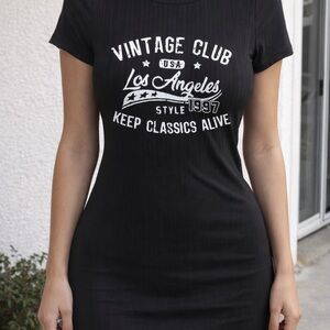 Los Angeles Vintage Club Black Ribbed Mini Dress